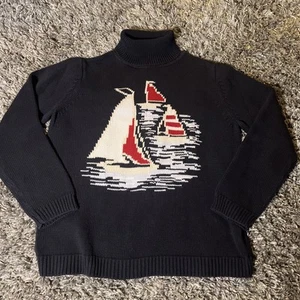 Vintage Petite Sophisticate Segelboot Rollkragenpullover Damen Petite Medium Blue - Bild 1 von 22