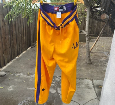 Los Angeles Lakers Nike Team Gold Rewind 57 Pants Mens XL Rare Snap Warm Up - Image 1 of 4