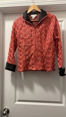 Chaqueta Blazer Samuel Dong Remolino Cinta Cremallera Talla Grande Rojo Soutache Foto 1 de 4