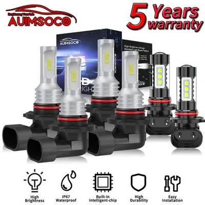 适用于吉姆西 Sierra 3500 2003 - 2006 LED 车头灯灯泡高/低光束+雾灯 36000LM — 第 1/4 张图片