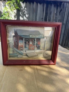 Vintage Hand Made 3D General Store Wood Frame Wall hanging 9X7" - Picture 1 of 11