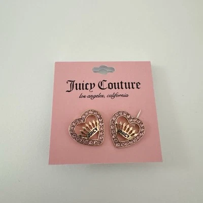 Aretes Juicy Couture en tono dorado con corona y logotipo con circonita cúbica nuevos con etiquetas Foto 1 de 3