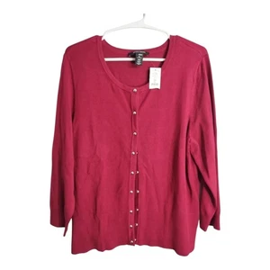 WHBM Shiny Snap Front Soft Stretch Preppy Academia Office Workwear Cardigan XL - Picture 1 of 7