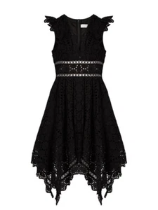 ZIMMERMANN BLACK DIVINITY WHEEL DAY BRODERIE DRESS SIZE 1 S SMALL LADIES - Picture 1 of 12