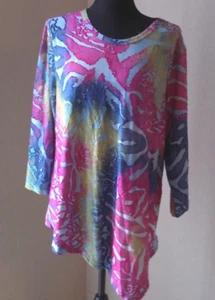 CALESSA WOMENS MULTI-COLORED SHIRT SIZE LARGE WITH 3/4 LENGTH SLEEVES - Picture 1 of 4