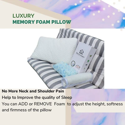 Bamboo Pillow With Gel Shredded Memory Foam Adjustable Loft For Better Sleep - Image 1 of 4