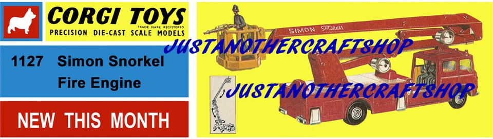 Corgi Toys 1127 Simon Snorkel Fire Engine Poster Advert Leaflet Shop Sign Flyer - Image 1 of 1