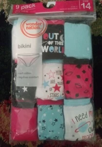 NEW NIP Wonder Nation girls size 14 bikini underwear panty set of 9 planets star - Picture 1 of 3