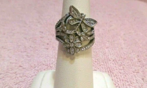Anillo mariposa plata de ley .925 y circonitas cúbicas talla 6 - Imagen 1 de 5