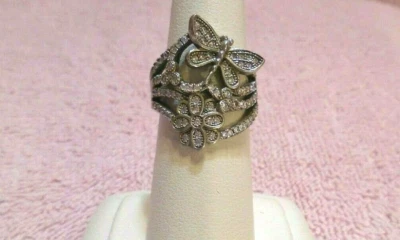 Anillo mariposa plata de ley .925 y circonitas cúbicas talla 6 Foto 1 de 4