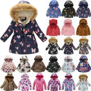 Casual Kids Girls Long Sleeve Hooded Hoodie Coat Winter Warm Jacket Outwear Top- - Picture 1 of 30