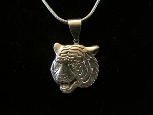 NICE 19.5" STERLING 925 SNAKE CHAIN WITH 2" 3D STERLING TIGER PENDANT 25.7 GRAMS - Bild 1 von 5