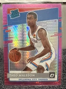 2020-21 Panini Optic #184 THEO MALEDON Rated Rookie *Pink Hyper Prizm Thunder - Picture 1 of 2