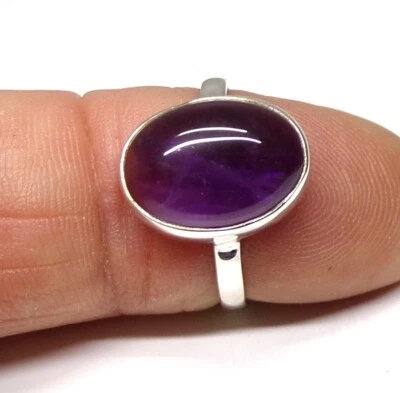 Handmade 925 Sterling Silver 15 x 11 mm Oval Amethyst Stone Ring Size H to Z+1 - Image 1 of 4
