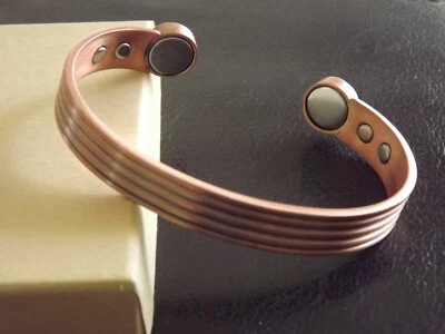 Pure Copper Magnetic Bracelet Arthritis Therapy Women Men Adjustable Size Cuff - Image 1 of 3