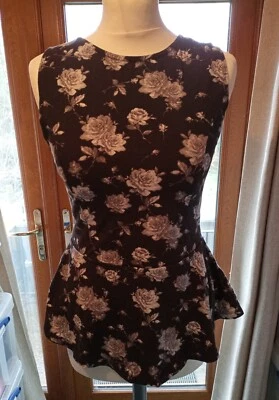 New Look – Sleeveless Top – UK 12 – Black & Grey Rose – Very Good Condition - Image 1 of 4
