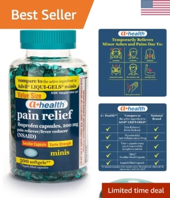A+ Health Mini Ibuprofen Softgels 200mg - Fever Reducer & Pain Relief, 500 Count - Image 1 of 4