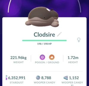 Pokemon TRADE GO - Clodsire (Lv26 w/ 3 Moves) PVP Great League - Bild 1 von 2