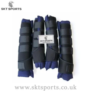 SKT SPORTS HORSE STABLE BOOTS / WRAPS TRAVEL BOOTS SET OF FOUR NAVY BLUE BNWT - Picture 1 of 2