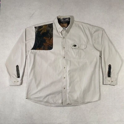 Mossy Oak Shirt Mens Extra Large Khaki Brown Shooter Hunting Camouflage Camo - Image 1 of 4
