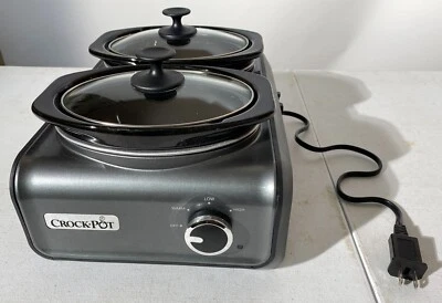 Crock-Pot Hook Up Double Oval Connectable 2 1-Quart Slow Cooker SCCPMD1-CH Gray - Image 1 of 4