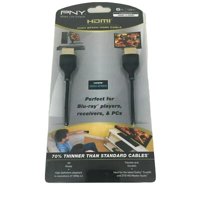 PNY Make Life Simple HDMI 6Ft Connector High Speed Cable New Factory Sealed - Image 1 of 4