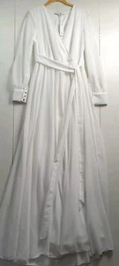 Baltic Born Lydia White Maxi Dress Long Sheer Sleeves Belted Lined Formal Sz M - Picture 1 of 7