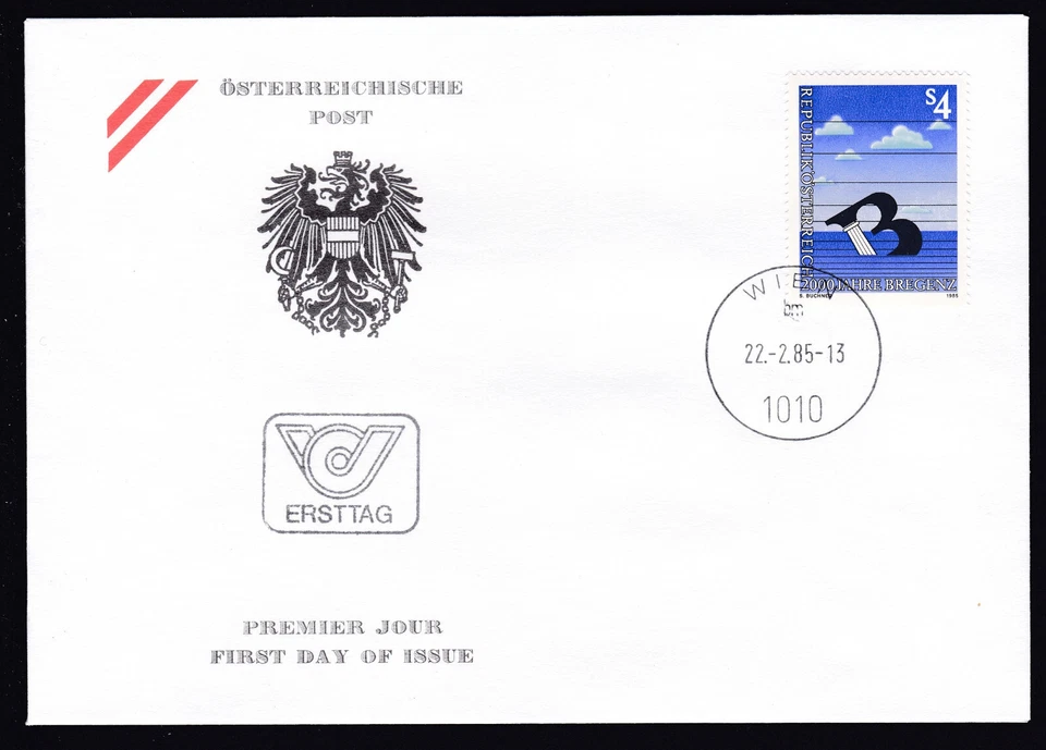 AUSTRIA 1985 FDC Scott 1305 Mi 1805 - 2000th Anniversary of Bregenz - Image 1 of 1