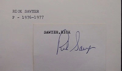 Rick Sawyer Padres Yankees Autographed 3x5 Signed Index Card JSA 17D - Image 1 of 4