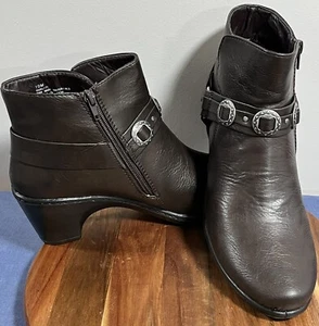 Easy Street Ankle Boots Womens 10M Chocolate Brown Conchos Western Rodeo Cowgirl - Picture 1 of 12