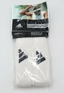 Adidas Climalite 1" Muscle Armbands Odor Resistant One Pair White Sz Stretch - Picture 1 of 9
