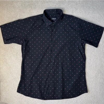 Jared Lang Short Sleeve Shirt Button Up Black Colorful Embroidered Dots Size 3XL - Image 1 of 4