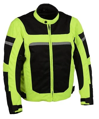 Milwaukee Leather 1794 Men's High Vis Green Armored Motorcycle Riding Jacket - Image 1 of 4