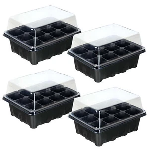 Schramm® 4 Stück Anzucht Set Gewächshaus Zimmergewächshaus 18,5x15x8 cm schwarz - Bild 1 von 5