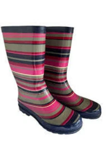 Striped Rain Boots Sugar Women Size 8 - Picture 1 of 1