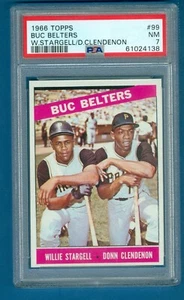 1966 TOPPS BASEBALL #99 BUC BELTERS STAREGELL/CLENDENON PSA 7 NM - Foto 1 di 2