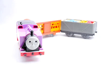 TOMY Plarail Thomas & Friends Rosie Purple Engine w/ Wagon & Track Set - Image 1 of 4