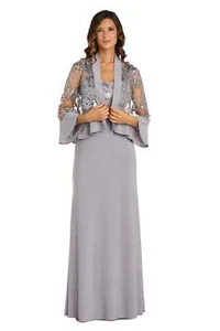 RM Richards Women Sequin Net Lace Jacket Long Dress - Three Quarter Sleeve 2 PCS - Picture 1 of 5