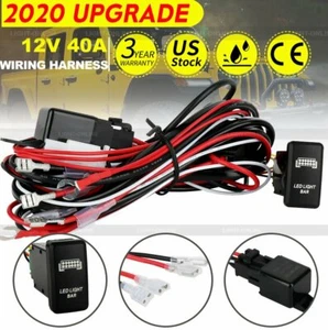 Kit de arnés de cableado impermeable con barra de luz LED interruptor basculante hoja relé de fusible - Imagen 1 de 11