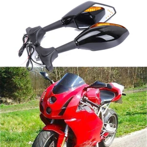 Motorcycle LED Rearview Side Mirrors Turn Signal For Ducati 749 999 848 748 1098 - Picture 1 of 8