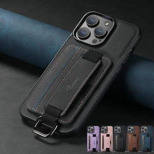 Per iPhone 15 14 13 12 11 Pro Max XS XR custodia vintage in pelle supporto scheda cover - Foto 1 di 34