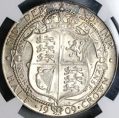 1909 NGC MS 62 Edward VII 1/2 Crown Great Britain Rare Silver Coin (23121602D) - Image 1 of 4
