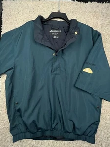 Dryjoys Men's Windbreaker Jacket Size XL Dark Green 1/4 Zip Snap Short Sleeve - Picture 1 of 9