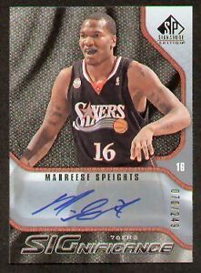 Marreese Speights auto 2009-10 UD Significance 70/249