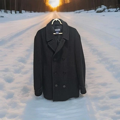 Vintage Lands End Original Tiroler Loden Wool Peacoat Charcoal Gray Coat L 42-44 - Image 1 of 4
