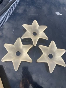 NOS Set of 3 Satin Frosted Glass Star Lamp Bobeches 7” Wide Art Deco - Picture 1 of 2