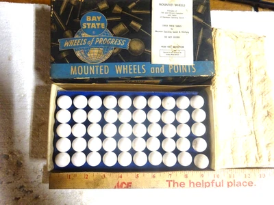 50 MUELAS ABRASIVAS MONTADAS EN BOLA DE 3/4" HECHAS EN EE. UU. VÁSTAGO DE 1/4" Foto 1 de 3