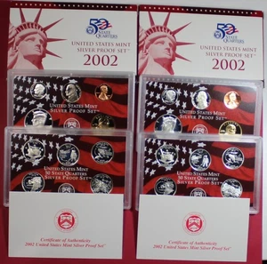 LOT INCLUDES TWO 2002 US MINT SILVER PROOF SETS w/ OGP & COA - Picture 1 of 1