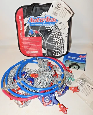 0154005 AutoTrac Self-Tightening Tire Snow Chains, 1 Pair- Never Used - Image 1 of 4