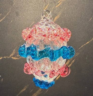 COLGANTE CRISTAL MURANO, COLOR MORADO/AZUL, HECHO A MANO, H 75 mm, Ø 55 mm Foto 1 de 4